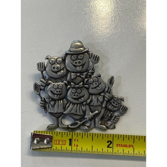 Vintage Signed JJ Jonette Pig Hog Family Pin Brooch - Picture 5 of 5